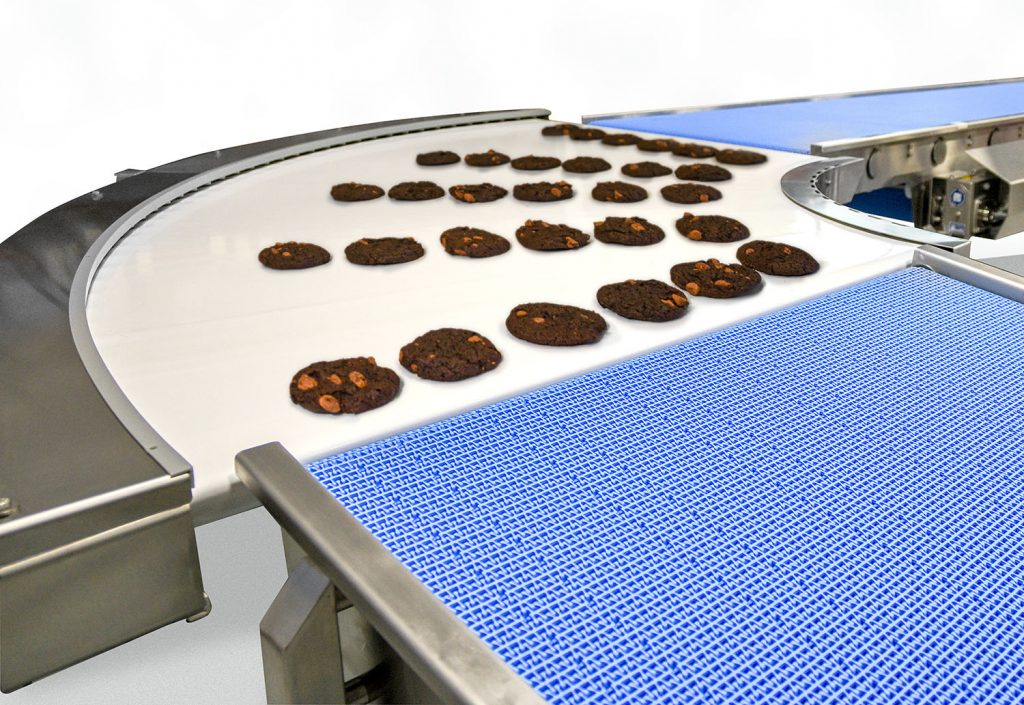 Curved Belt Conveyor with Cookies